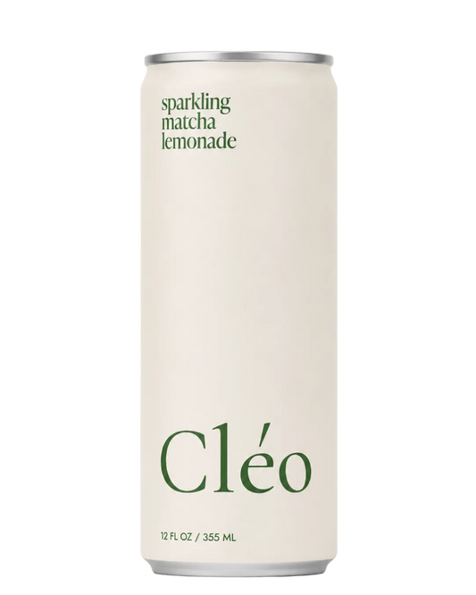 Cleo sparkling matcha lemonade can on a white background